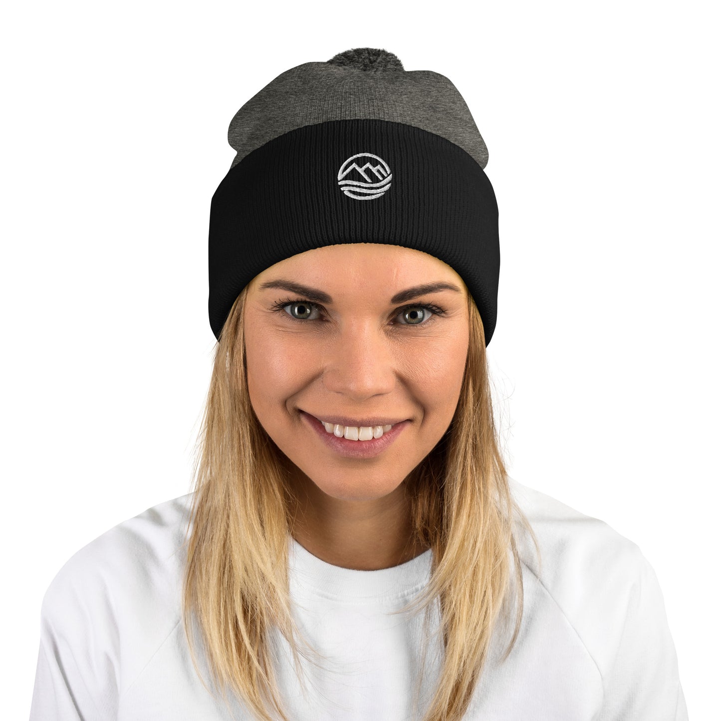 Embroidered Pom-Pom Beanie