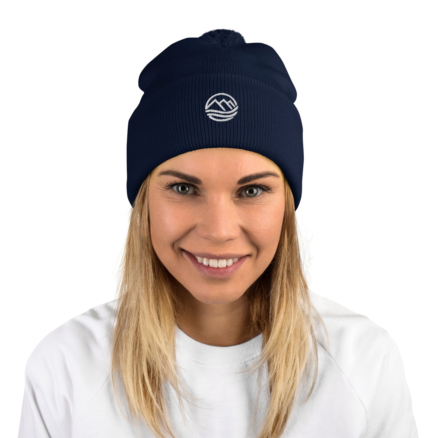 Embroidered Pom-Pom Beanie