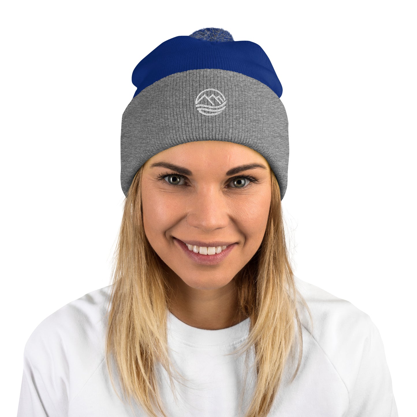 Embroidered Pom-Pom Beanie